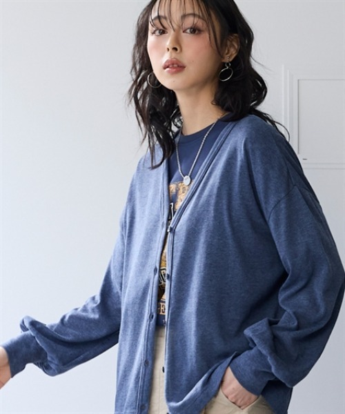 ニッセン（nissen） カーディガン 綿混うすカルVネックゆるシルエット