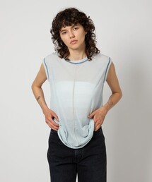 tシャツ 「6(ROKU)」コットン ナイロン カラーロック ノースリーブ Tシャツ レディース 6(ROKU) tシャツ 「6(ROKU)」コットン ナイロン カラーロック