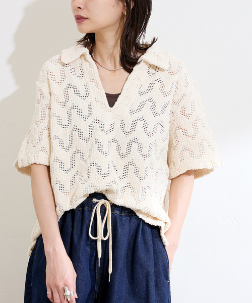 【JOURNAL STANDARD】別注OAS （オーエーエス）クロシェ シャツ JOURNAL STANDARD ブラウス シャツ 別注「OAS/オーエーエス