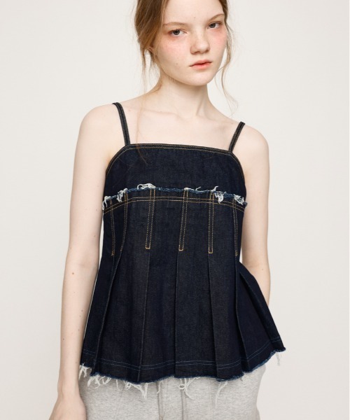 SLY キャミソール PLEATS DENIM CAMI TOPS プリーツ デニム