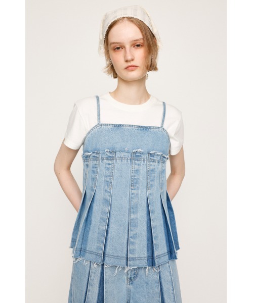 SLY キャミソール PLEATS DENIM CAMI TOPS プリーツ デニム