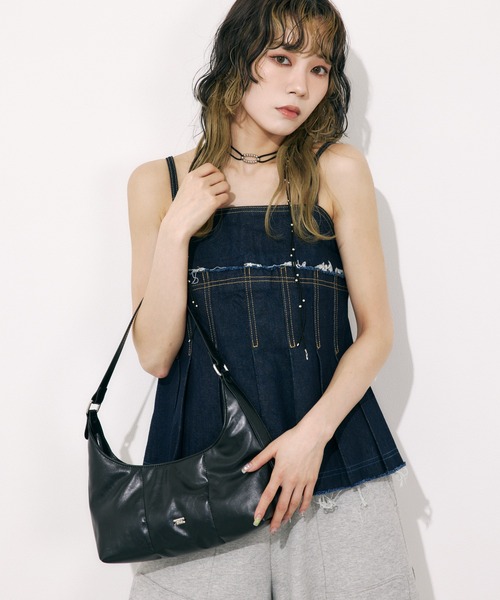 SLY キャミソール PLEATS DENIM CAMI TOPS プリーツ デニム