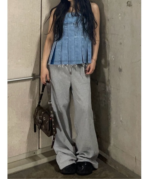 SLY キャミソール PLEATS DENIM CAMI TOPS プリーツ デニム
