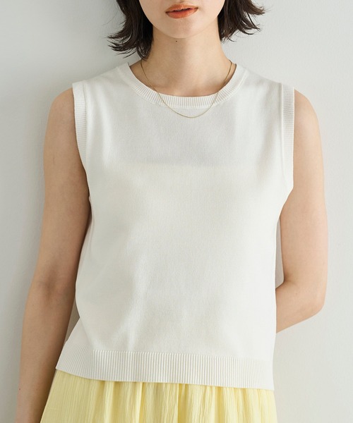 ニット セーター Linen ticket「ノースリーブニット」 レディース earth music&ecology ニット セーター ノースリーブラインニット