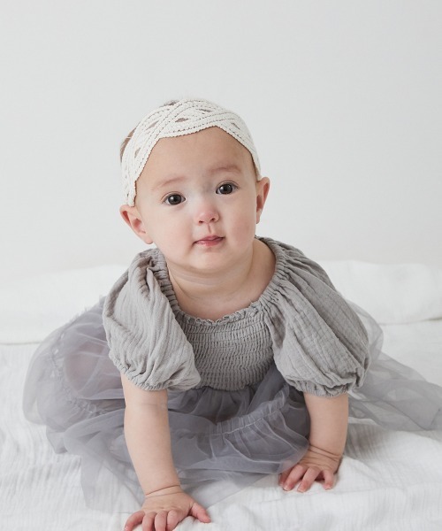 baby triana フリル付きロンパース ベージュ グレー riziere（リジェール） ベビー服 ロンパース 「リンクコーデ」チュール