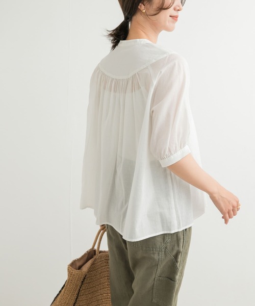 URBAN RESEARCH DOORS ブラウス シャツ コットンボイルV切替