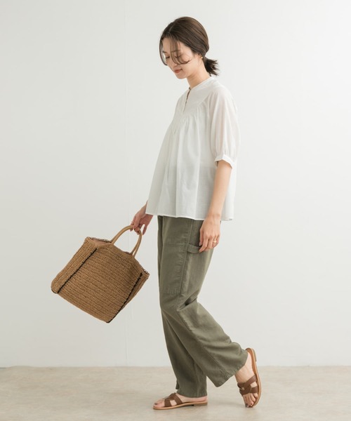 ブラウス シャツ 切替ギャザーブラウス レディース URBAN RESEARCH DOORS ブラウス シャツ コットンボイルV切替