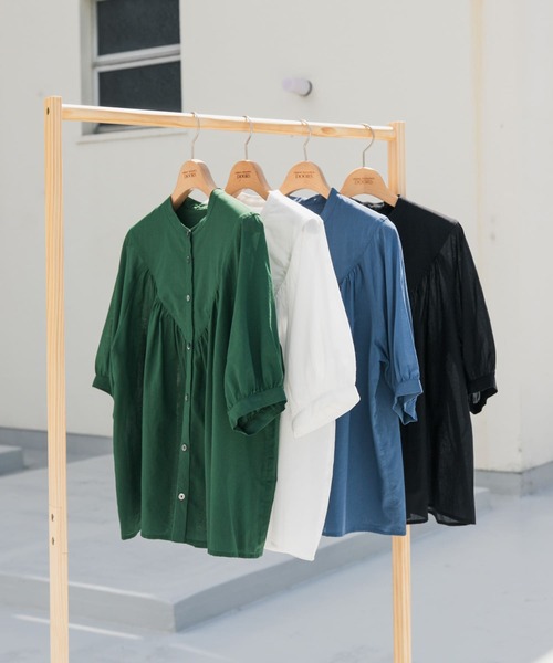 ブラウス シャツ コットンボイルV切替ギャザーブラウス レディース URBAN RESEARCH DOORS ブラウス シャツ コットンボイルV切替