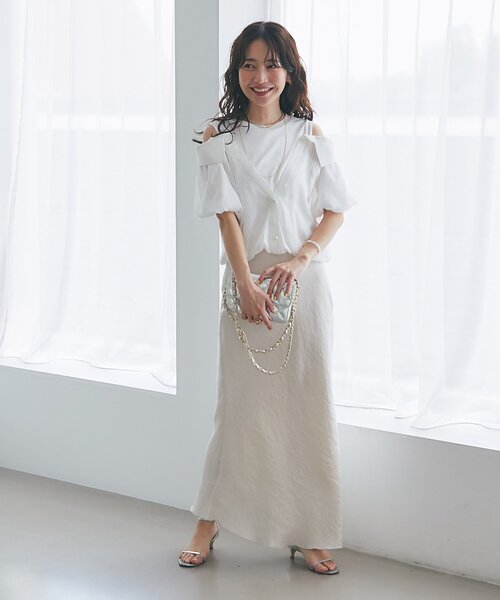 tシャツ 「女子力UP！」シアーストライプシャツドッキングカットソー レディース La boutique BonBon｜【女子力UP!】シアーストライプシャツ