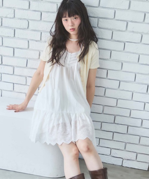 archives（アルシーヴ） ワンピース スカラップコットンレースノースリ