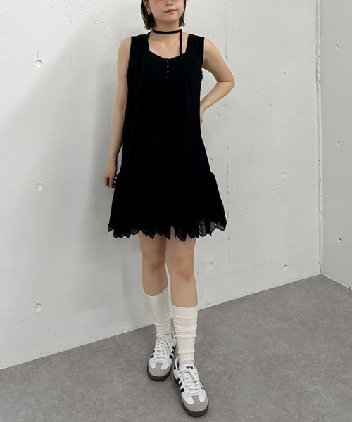 archives（アルシーヴ） ワンピース スカラップコットンレースノースリ