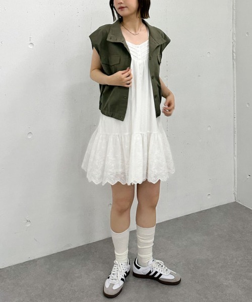 archives（アルシーヴ） ワンピース スカラップコットンレースノースリ
