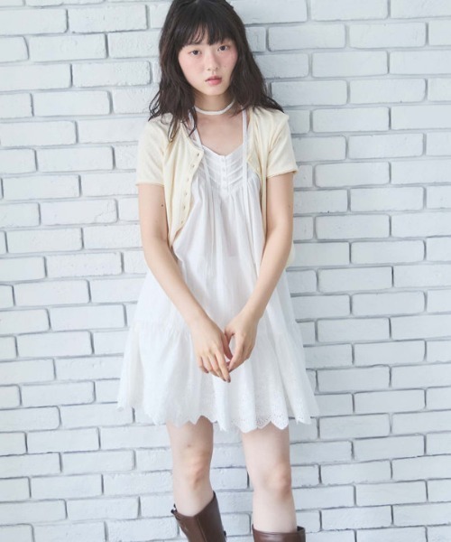 archives（アルシーヴ） ワンピース スカラップコットンレースノースリ