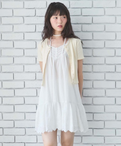 archives（アルシーヴ） ワンピース スカラップコットンレースノースリ
