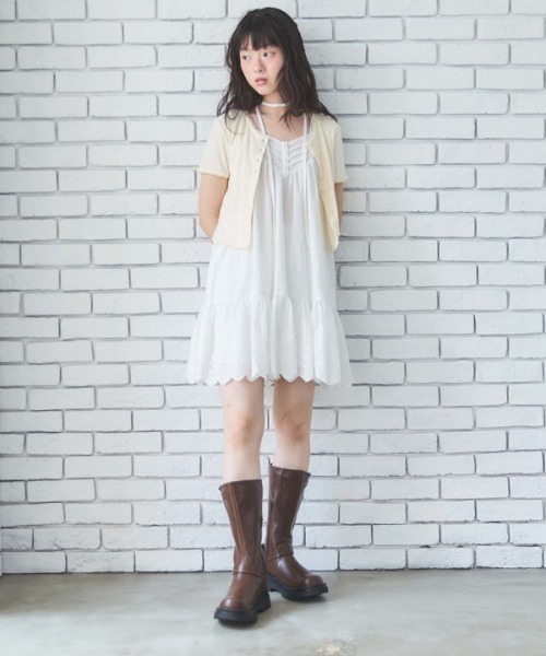 archives（アルシーヴ） ワンピース スカラップコットンレースノースリ