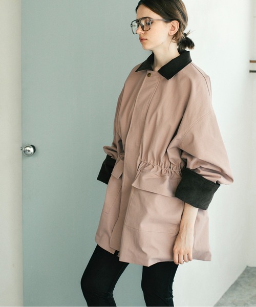 THE Yon ミリタリージャケット モッズコート 衿配色ミリタリーオーバー