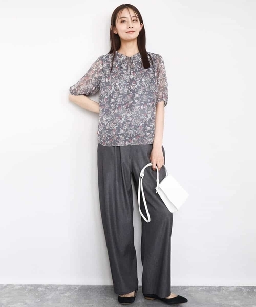 美品　MKマイケルクラン　ブラック　シフォンドレープ　ブラウス　サイズM MK MICHEL KLEIN（MK ミッシェルクラン）のブラウス・シャツ