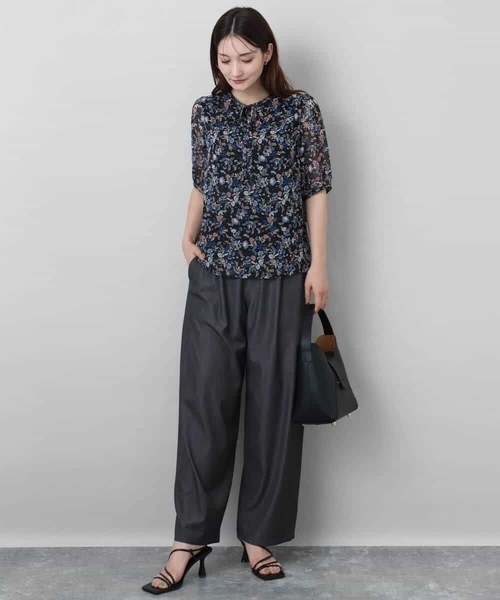 美品　MKマイケルクラン　ブラック　シフォンドレープ　ブラウス　サイズM MK MICHEL KLEIN（MK ミッシェルクラン）のブラウス・シャツ
