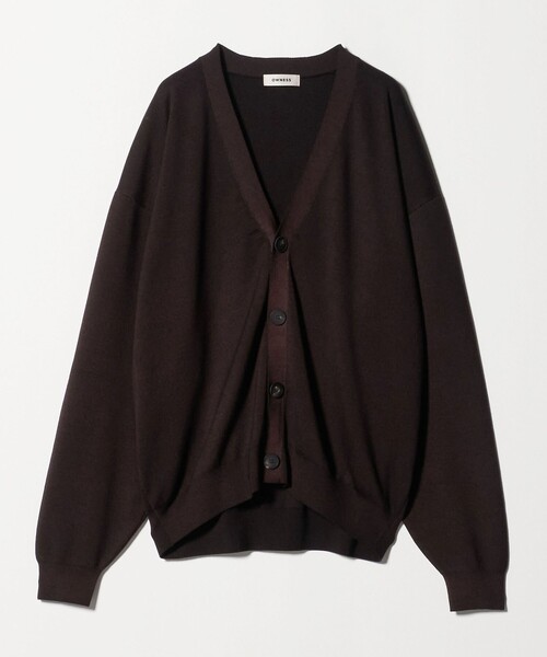 OWNESS  WASH Vネックカーディガン Lダークブラウン BEAUTY＆YOUTH UNITED ARROWS カーディガン 「OWNESS」 SNOW WASH