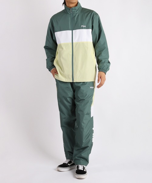 FILA オリーブグリーン ジャケットとショートパンツセット FILA（フィラ） パジャマ メンズ 裏トリコット 起毛 トラック