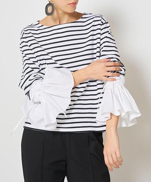 Mewl シャツスリーブボーダーTOPS tシャツ Mewl シャツスリーブボーダーTOPS レディース : ZOZOTOWN