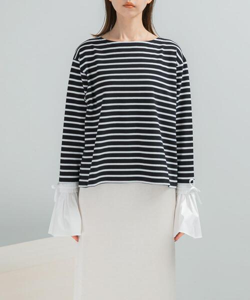 Mewl シャツスリーブボーダーTOPS tシャツ Mewl シャツスリーブボーダーTOPS レディース : ZOZOTOWN
