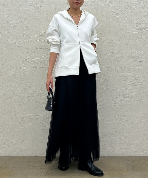 「LOUNGEDRESS」 ジップアップパーカー FREE オフホワイト レディース_画像2