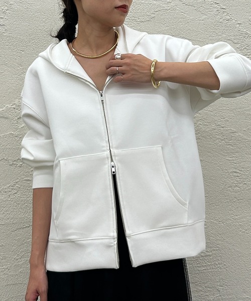 「LOUNGEDRESS」 ジップアップパーカー FREE オフホワイト レディース_画像6