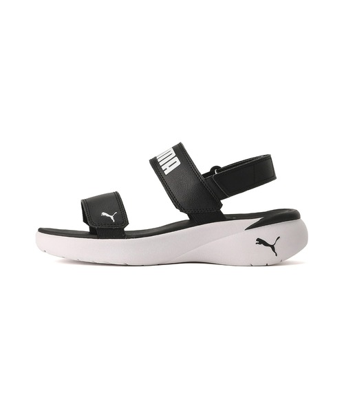 「PUMA」 フラットサンダル 24.0cm ブラック×ホワイト レディース_画像2