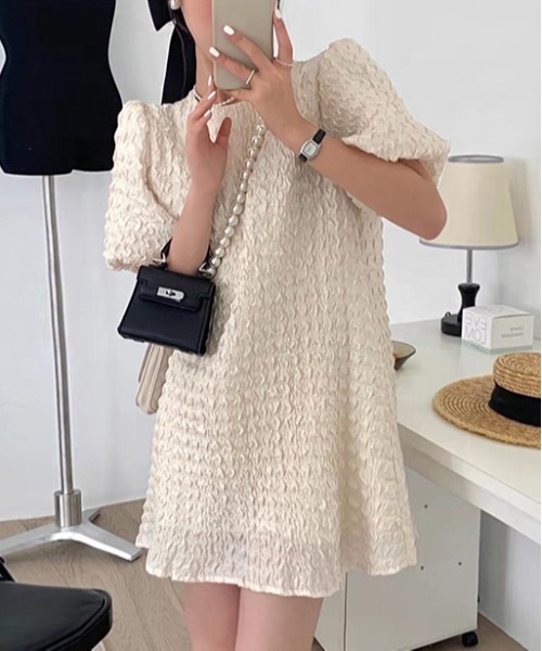 「by muni:r」 半袖ワンピース FREE アイボリー レディース_画像5