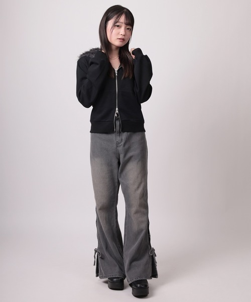 アバクロ ジップアップパーカー ファーパーカー ギャル ピチ 短丈