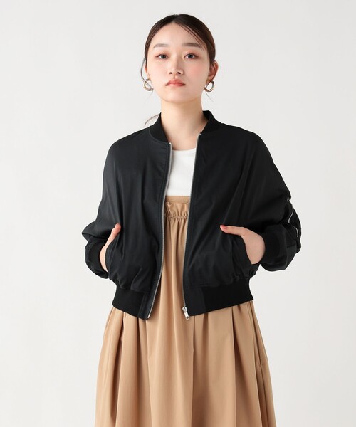 BEAMS GOLF レディース　 MA-1ジャケット Lサイズ 黒　中綿 BEAMS HEART（ビームス ハート） ma1 ma-1 コットン ショート MA-1