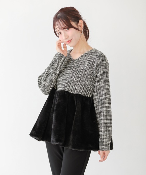 Fit more（フィットモア） ツイード裾ファートップス レディース