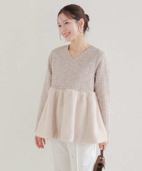 Fit more（フィットモア） ツイード裾ファートップス レディース