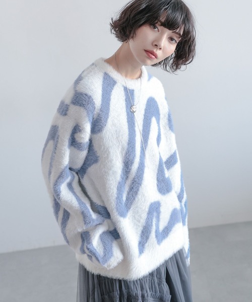 「PAGEBOY」 長袖ニット FREE ターコイズブルー レディース_画像2
