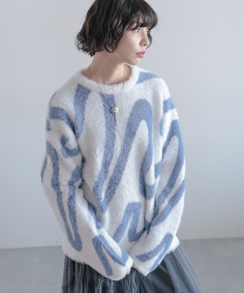 「PAGEBOY」 長袖ニット FREE ターコイズブルー レディース_画像3