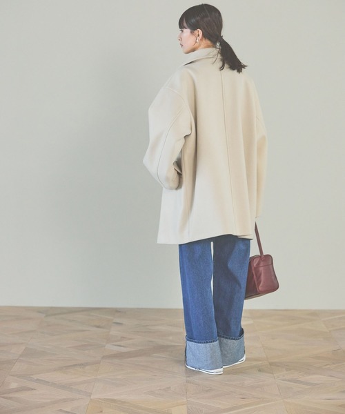 「LAKOLE」 ステンカラーコート MEDIUM ネイビー レディース_画像5