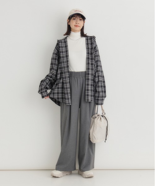 【美品】RUSSELUNO ハイネック 長袖Tシャツ ルチャ チェック柄 Right-on（ライトオン） tシャツ 「HONEYSUCKLE ROSE」調温ハイネック