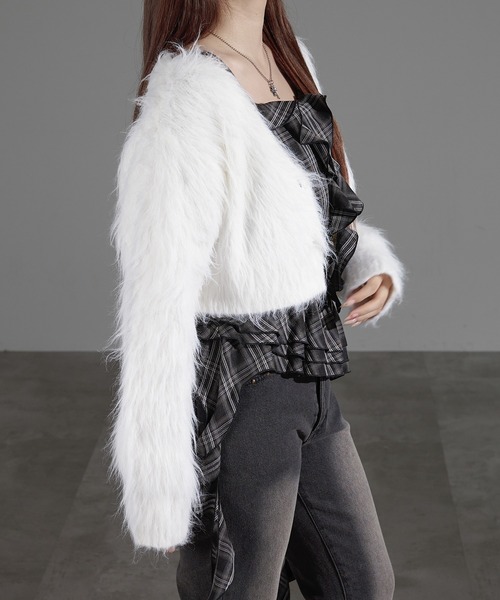 「apres jour mignon」 ニットカーディガン X-LARGE チャコールグレー レディース_画像8