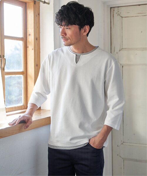 ikka（イッカ） tシャツ 「抗菌防臭」GOKU楽冷感7分袖キーネック