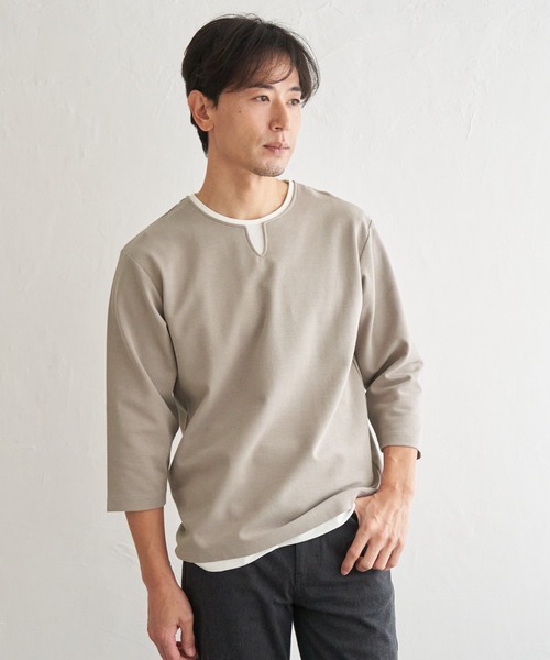 ikka（イッカ） tシャツ 「抗菌防臭」GOKU楽冷感7分袖キーネック
