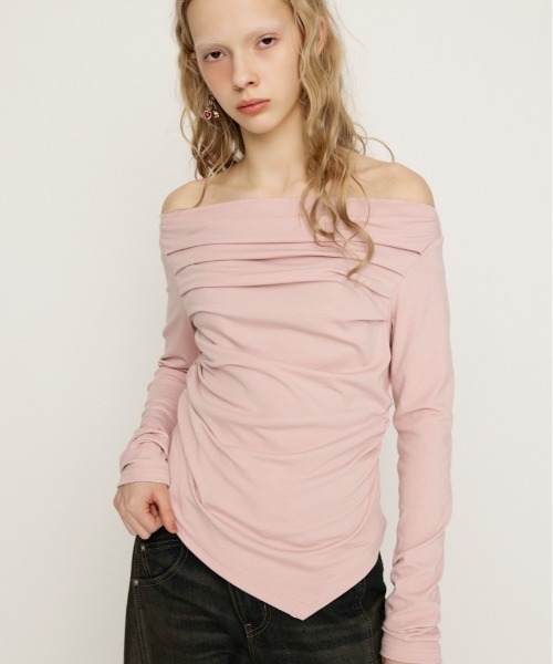 SLY（スライ） tシャツ 「2026SS新作」OFF SHOULDER TUCK TOPS オフ