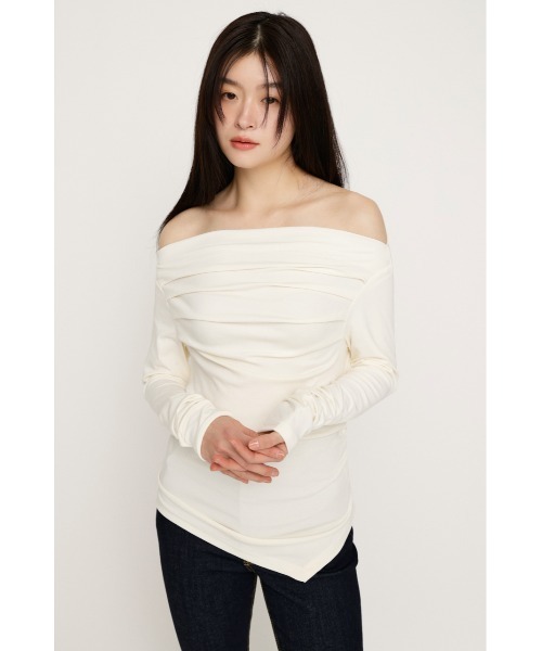 SLY（スライ） tシャツ 「2026SS新作」OFF SHOULDER TUCK TOPS オフ