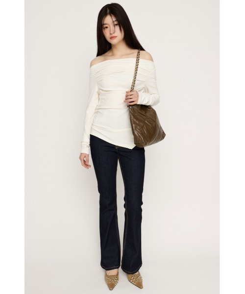 SLY（スライ） tシャツ 「2026SS新作」OFF SHOULDER TUCK TOPS オフ