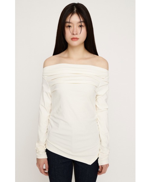 SLY（スライ） tシャツ 「2026SS新作」OFF SHOULDER TUCK TOPS オフ