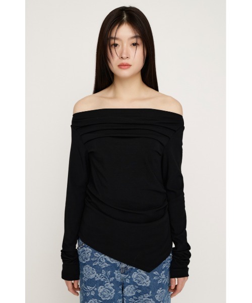 新品未使用SLY OFF SHOULDER CUT TOPS オフショルダー SLY（スライ） tシャツ 「2026SS新作」OFF SHOULDER TUCK TOPS オフ