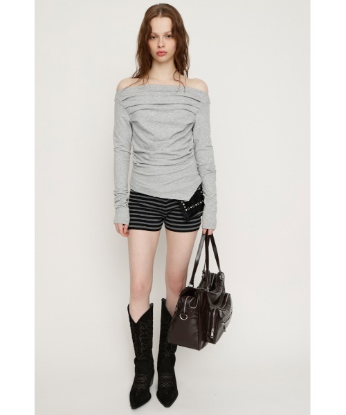 SLY（スライ） tシャツ 「2026SS新作」OFF SHOULDER TUCK TOPS オフ