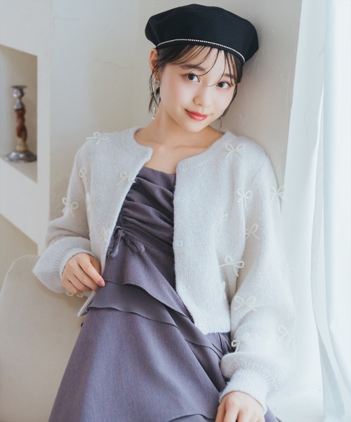 「WILLSELECTION」 ニットカーディガン FREE オフホワイト レディース_画像2