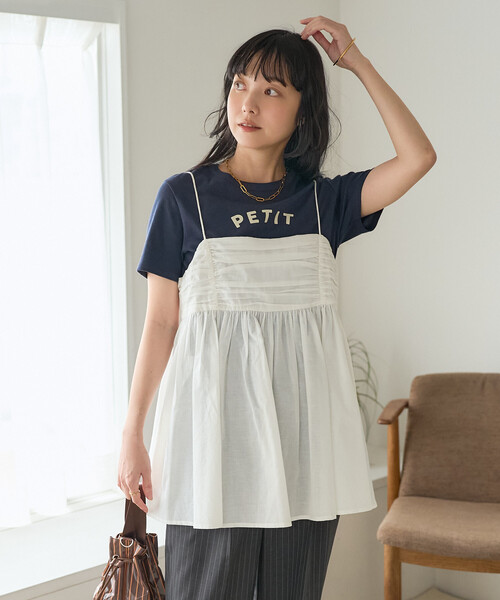 00s 希少 putumayo リボン異素材切り替えプリントフリルキャミ v系 FREAK'S STORE（フリークスストア） キャミソール インド キャン