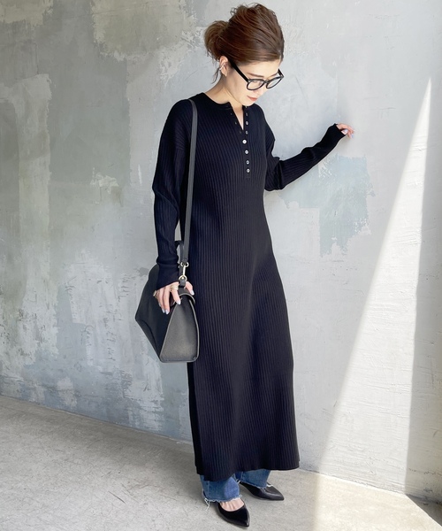 「Spick \u0026 Span」 ニットワンピース - ブラック レディースの画像